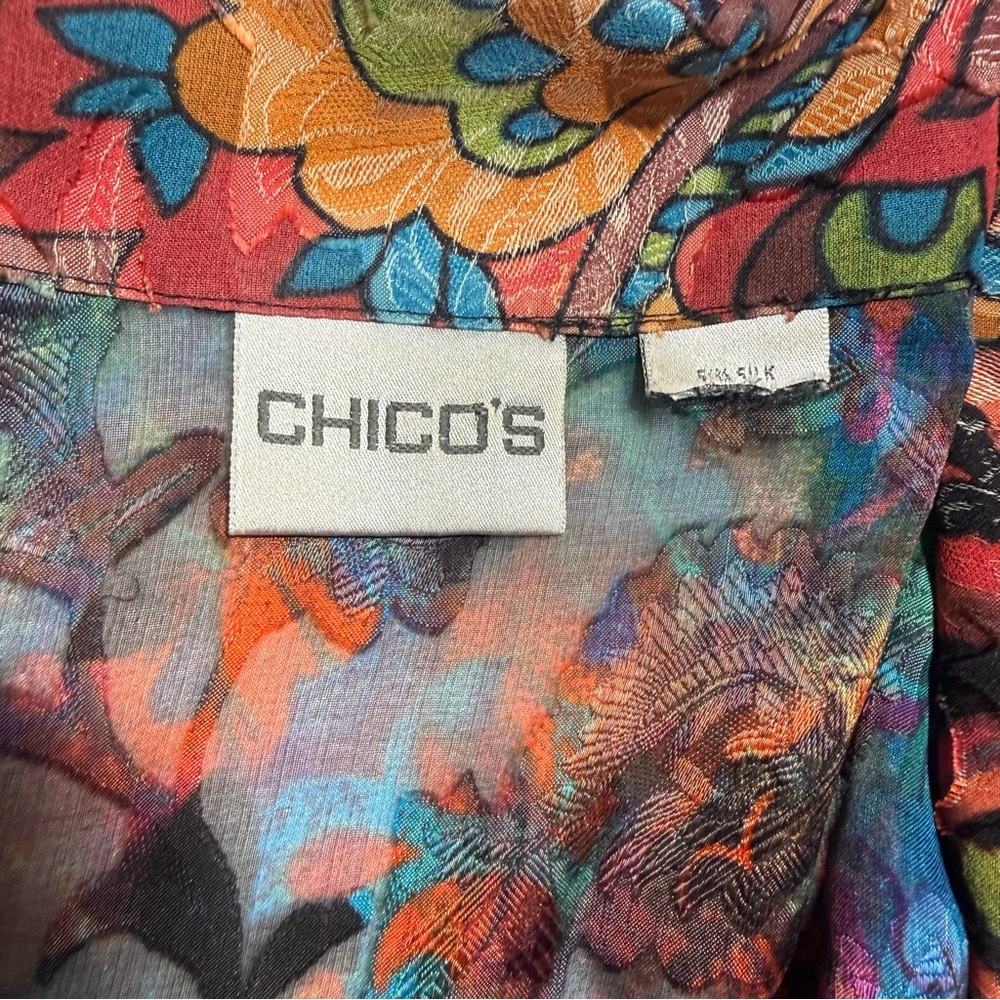 Chico’s Sheer Patchwork Button Front Top | Staine… - image 7